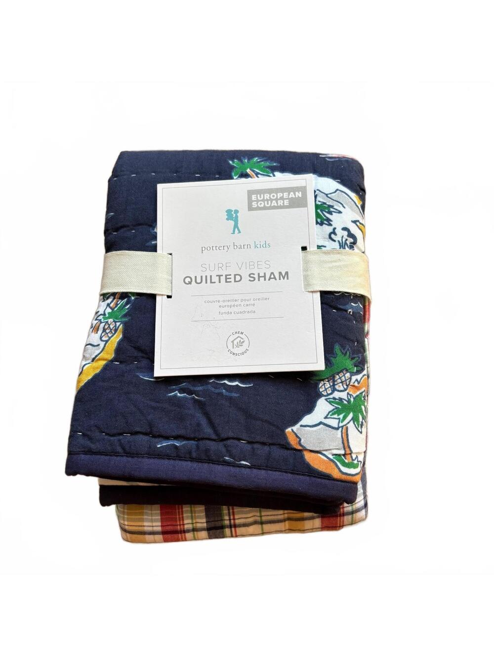 Pottery Barn Kids Surf Vibes Quilted Sham NWT Navy Coastal